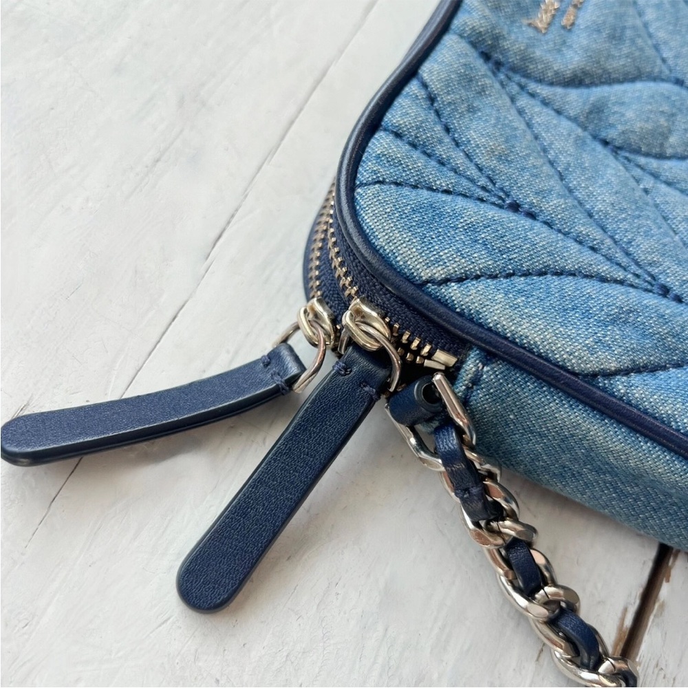 kate spade Denim Blue Quilted Crossbody Bag with Navy Trim - Picture 11 of 13